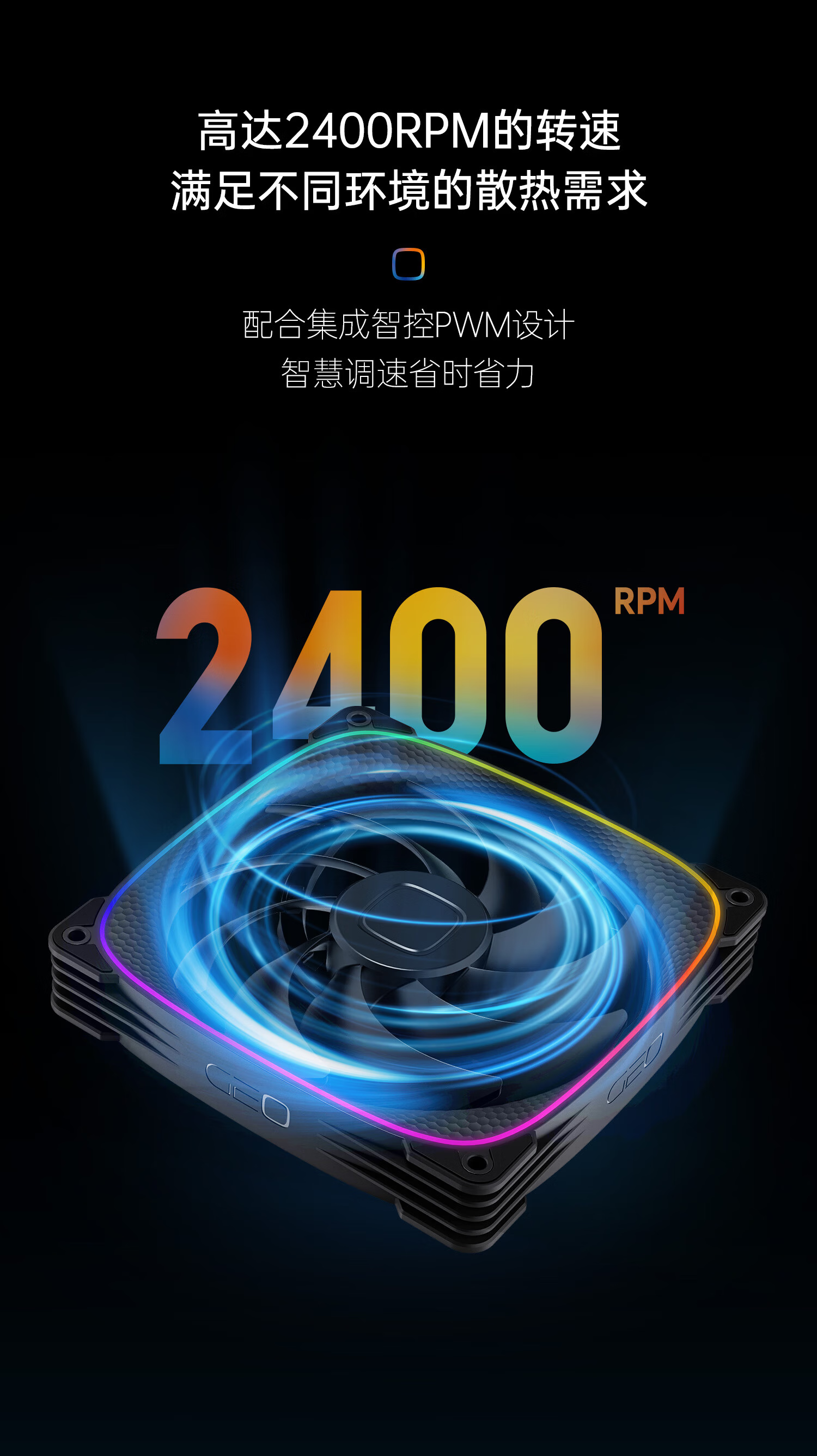 GeometricFuture Longshen 2503B-14CM Case Fan, Cooling Fan 14CM, ARGB Light Synchronization, PWM Speed Control, Smart Daisy-Chaining, Black, Forward, Single Pack 6