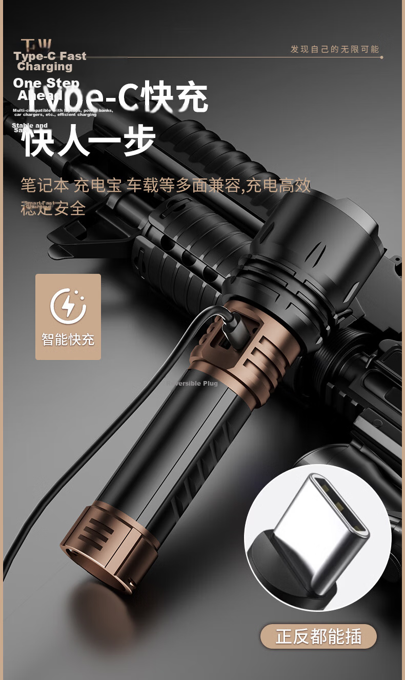 Tianhuolonghui High-Power Rechargeable Outdoor Flashlight Ultra-Bright Portable Long-Lasting Survival Large Capacity 11