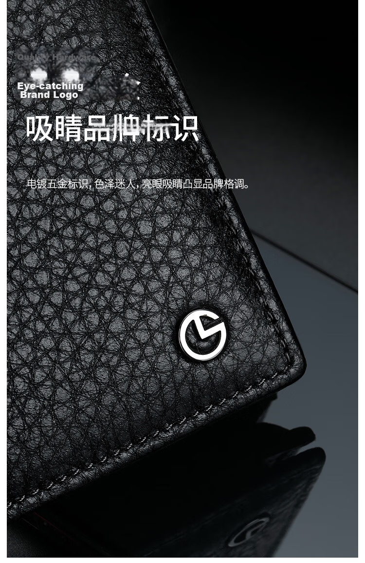 Goldlion Men's Wallet Gift Box Horizontal Bi-Fold Short Leather Wallet Card Holder Birthday Gift 7