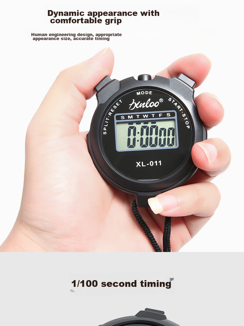 GEDUN Stopwatch Timer Electronic Timer Silent Single Row 2-Channel Student Alarm Clock for Running, Sports, Fitness, Swimming 3