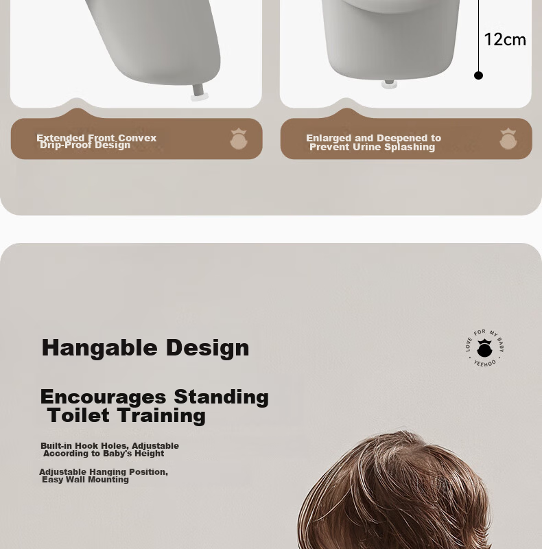 YEEHOO Boys' Wall-Mounted Standing Urinal Children's Potty Training Toilet Bowl Urine Collector 5