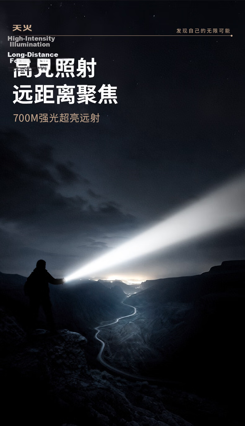 Tianhuo High-Power Flashlight Zoomable Long-Range Laser Rechargeable Compact Outdoor Survival Military Use 5