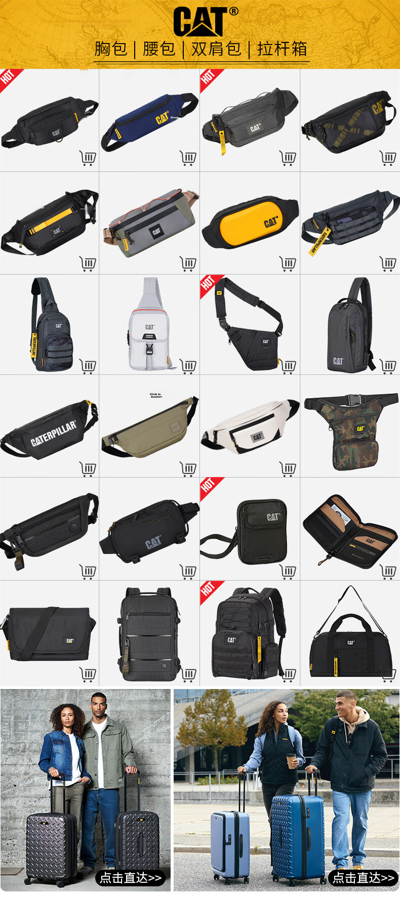 CAT Waist Bag, Lightweight Chest Bag, Water-Resistant Crossbody Bag, Cycling Sports Phone Pouch, Multi-Pocket Small Bag, Gift, Black, 84577 1