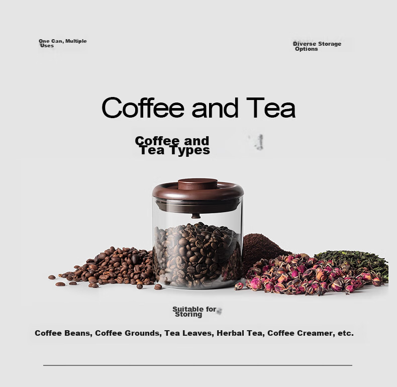 ANKOU Glass Jar Coffee Beans Airtight Container One-Way Air Release Coffee Grounds Portable Storage Jar 900ml Brow 12