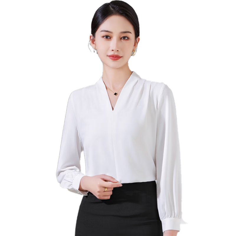 Chaoxu 2026 Women's Formal White Shirt Slim Fit Casual Business Professional Blouse Slimming Base Layer