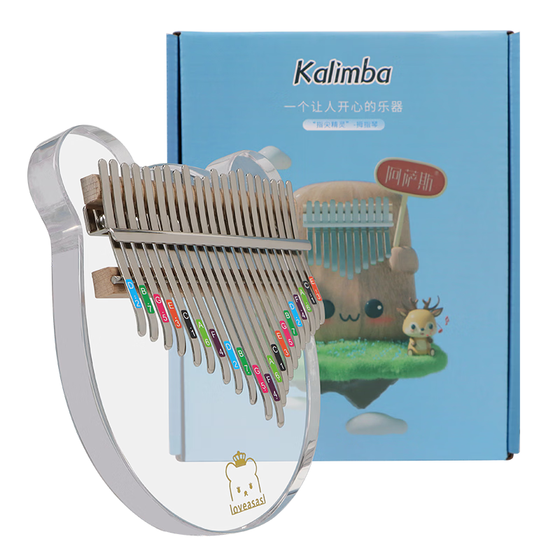 Asasi Crystal Transparent Kalimba Thumb Piano, Gift for Girls Aged 7-14, Birthday Children's Christmas Musical Instrument Toy Present