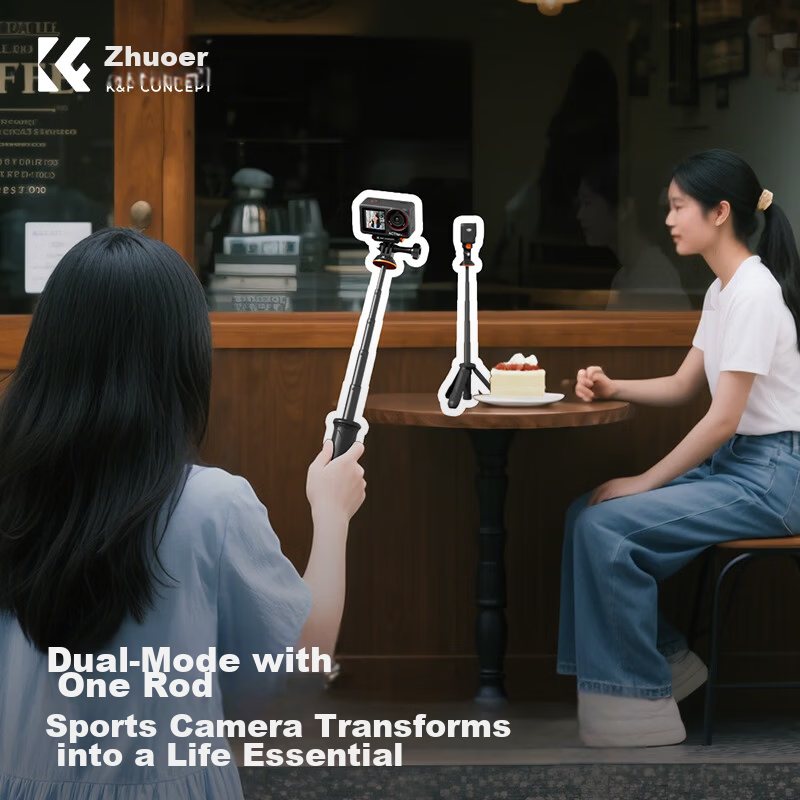 K&F CONCEPT Desktop Mini Tripod Stand Portable Extension Selfie Stick Tripod Accessories for DJI Osmo 360 Action 6/5 Pro/4/3 and GoPro 13 Sports Cameras