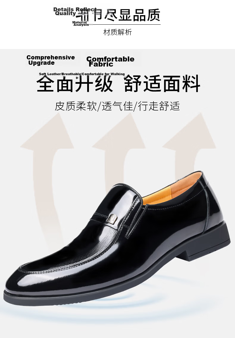 LAORENTOU Men's Patent Leather Dress Shoes Slip-On Pointed Toe Wedding Groom Shoes LA13087 Black Size 38 6