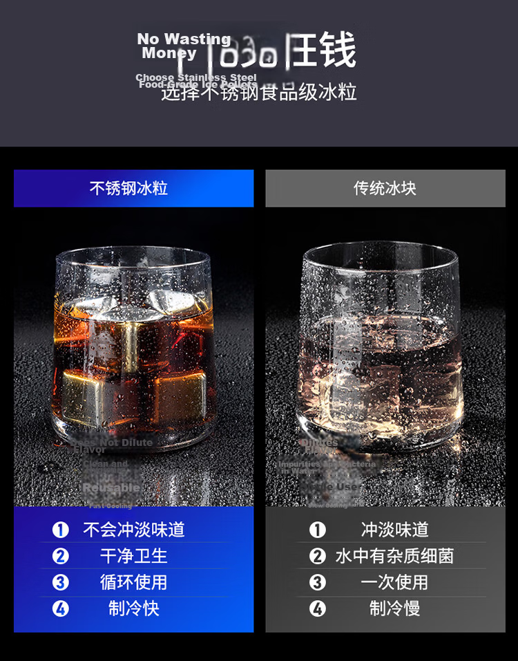 Maxcook (MAXCOOK) 316 Stainless Steel Ice Cubes Ice Pellet Ice Tray Mold 6 Pieces + Silicone Ice Tongs + PP Box MCPJ0924 10