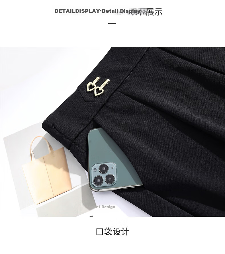 Hengyuanxiang Middle-aged Mom Elastic Waist Long Pants Thin Straight Casual Trousers for Spring and Autumn 17