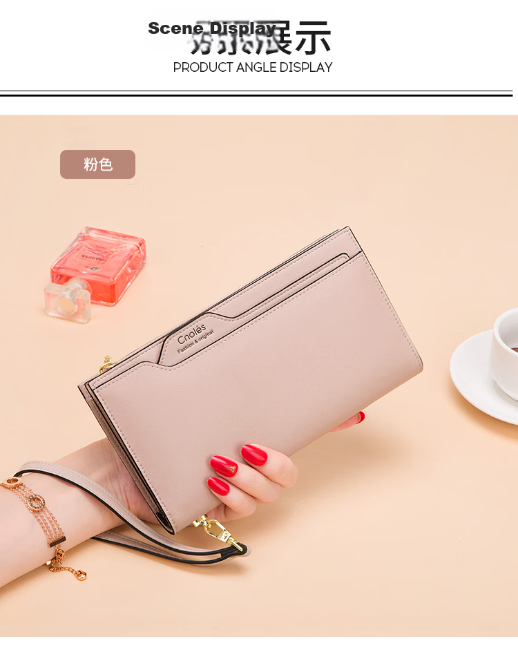 Kouyi Women's Long Leather Wallet Multifunctional Zipper Large Capacity Coin Purse Birthday Gift for Girlfriend 15