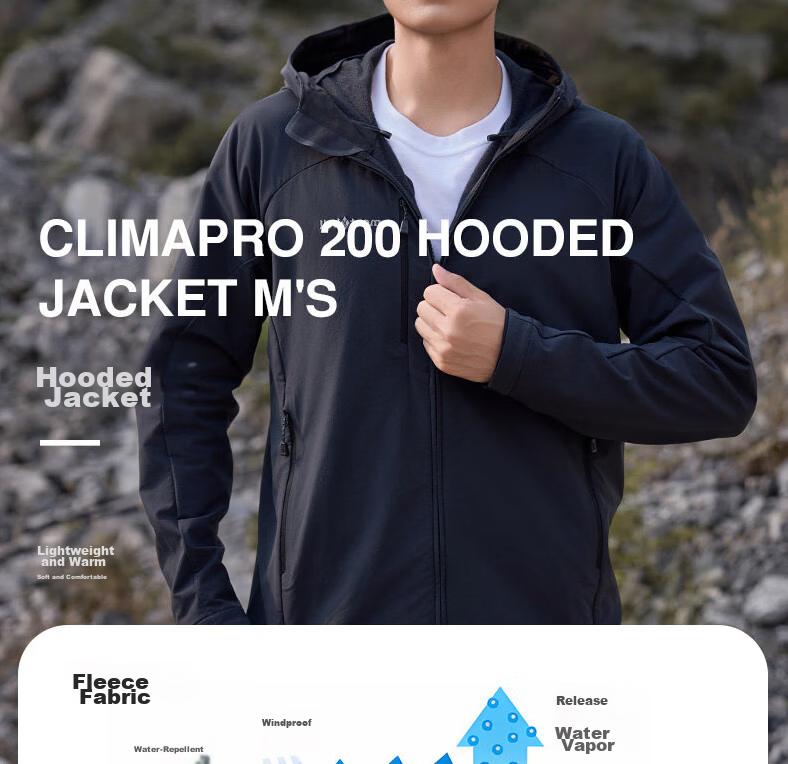 Mont-bell Men's Softshell Jacket Spring Autumn Outdoor Windproof Hiking Mountaineering Hooded Functional Coat 1106708 2