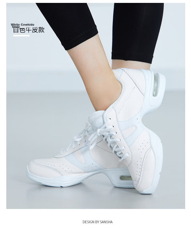 Sansha Modern Dance Shoes for Women, Jazz Dance Soft-Soled Breathable Leather Square Dance Shoes H166LPI Black Size 40 7