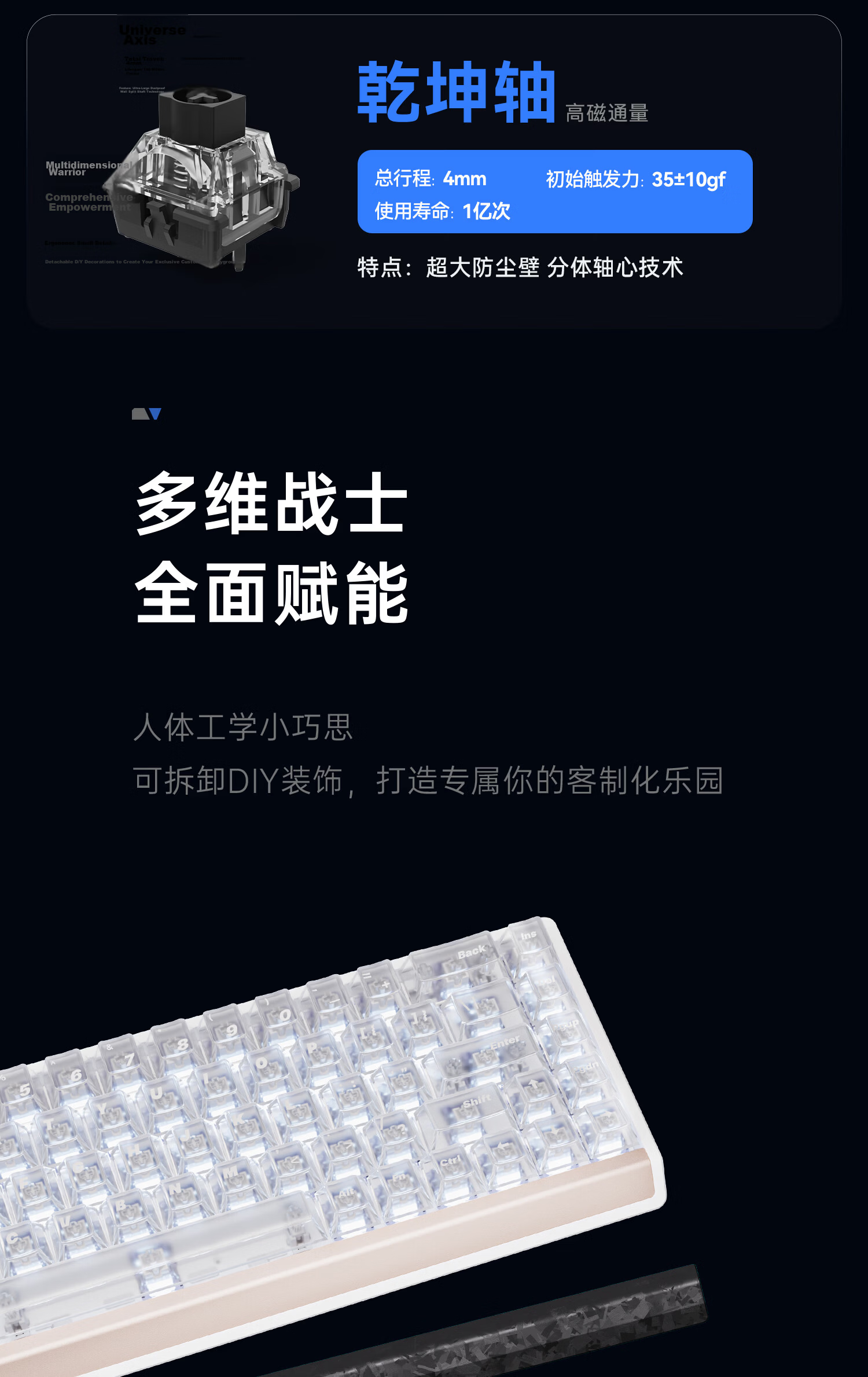 ATK68RX Magnetic Switch Keyboard Wired Single Mode Customized Esports Valorant Foggy Transparent Keycaps RT Mode 68-Key Gaming Office Mechanical Keyboard Pink - Mixed Yuan Switches 12