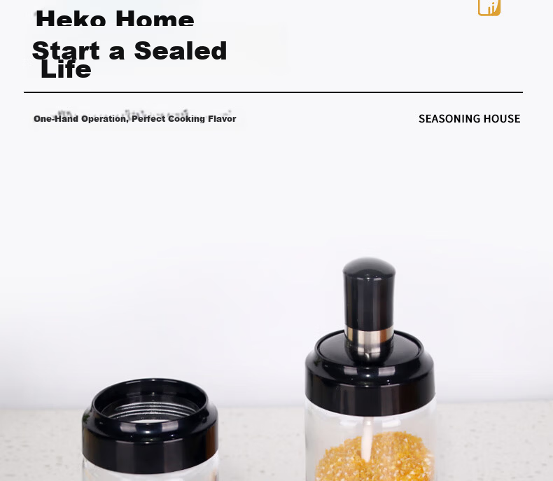 Baijie Spice Jars Set of 4, 250ml Thickened Glass Seasoning Bottles with Spoons, Salt and Spice Containers, Integrated Seasoning Bottles 10