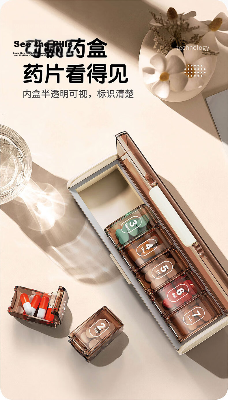 Jinlongxing Weekly Pill Organizer Portable Medicine Reminder Large Capacity Travel Pill Box 9