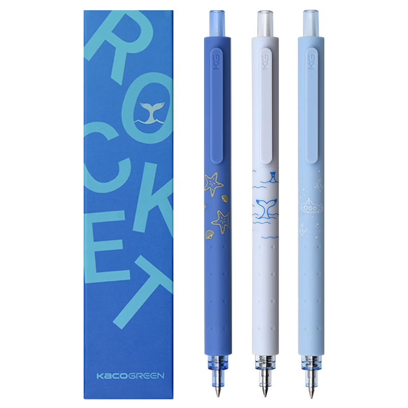 [KACO Back-to-School Essential] KACO Jingdian and Sea Neighbor 0.5mm Black Gel Pen Set High-Quality Student Exam Writing Pen 3 Pens + 5 Refills