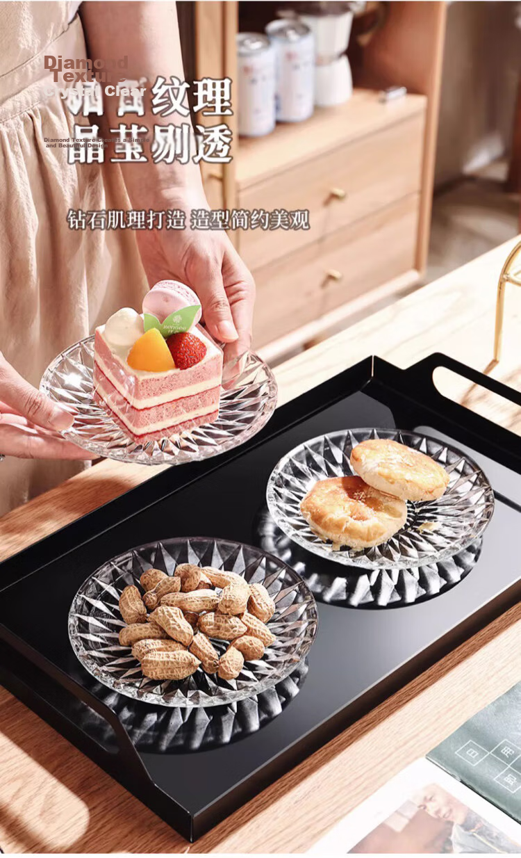 CRISTALGLASS Fruit Plate Nut Snack Small Glass Dish Set Appetizer Dessert Bone Tray Dining Table Waste Bone Plate 3