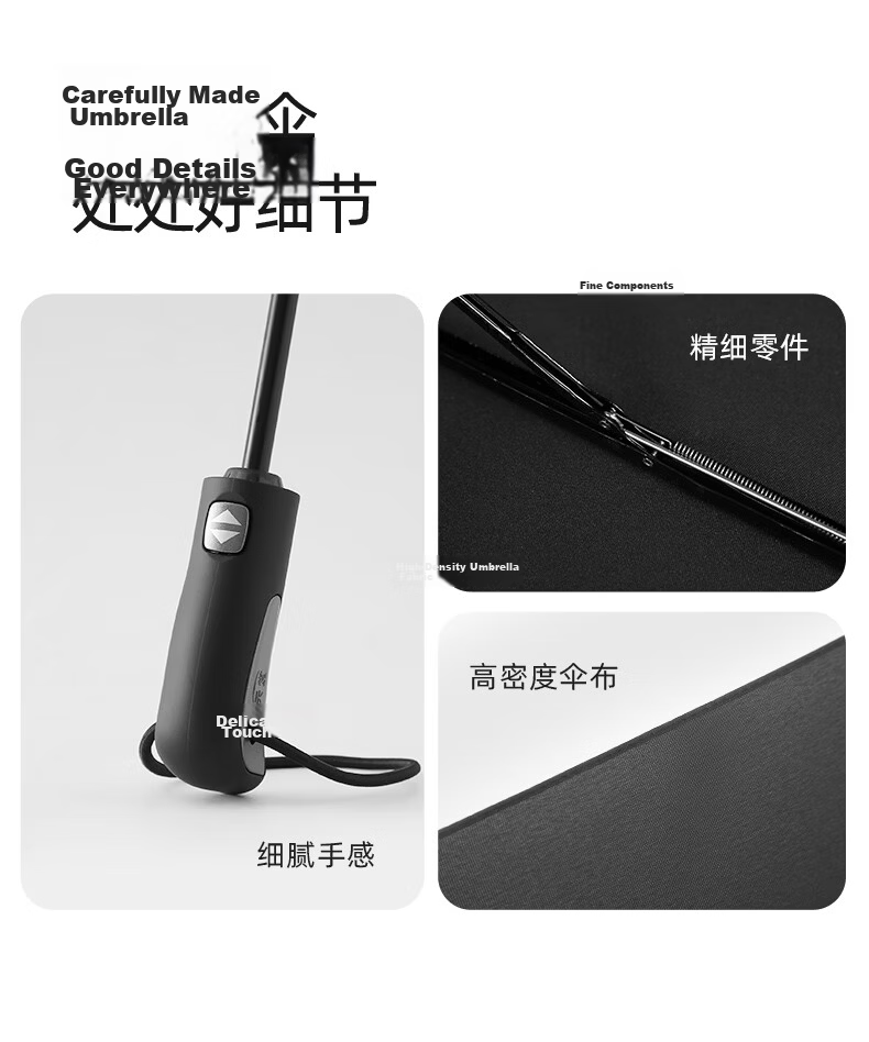Tiantangshan Fully Automatic Umbrella, Three-Fold, 10-Rib Reinforced, One-Button Open/Close, Easy to Dry, Simple Business Automatic Umbrella, Newman Gree 15