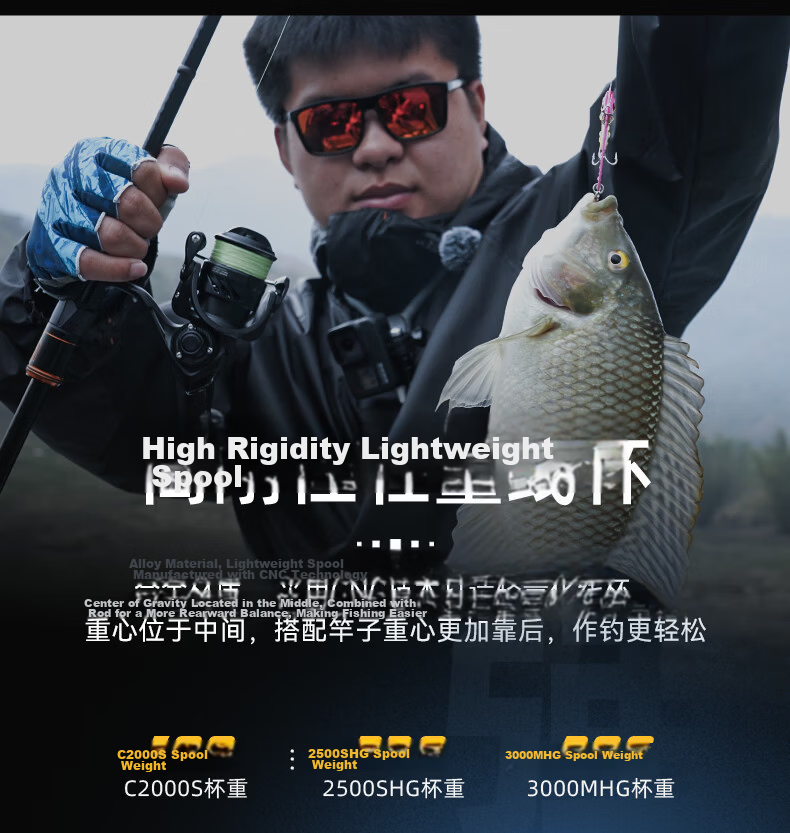 Guowangluya Spinning Reel, King Tai Ge Man Carbon Long-Casting Reel, Ultra-Light Diagonal Mouth Shallow Line Cup Lure Reel, Fishing Line Reel, 2500SHG 8