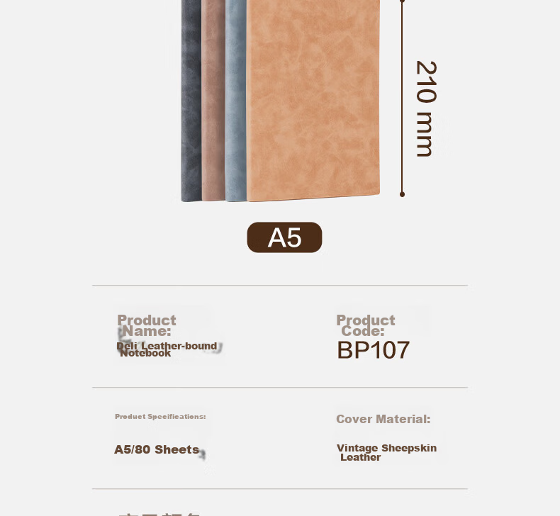 Deli Customizable Notebook Fashionable Leather Cover Business Soft Sheepskin Diary Thickened Meeting Notes A5/80 Sheets Green BP107 18