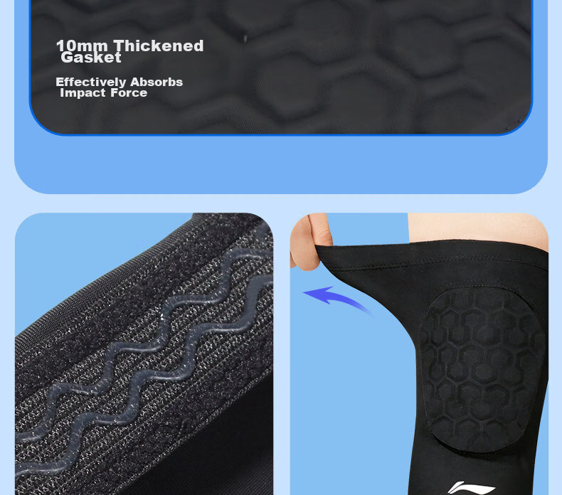 LI-NING Kids Sports Knee Pads Professional Protective Basketball Honeycomb Impact Resistant Knee Guards Patella Running Anti-Fall Leg Protection 7