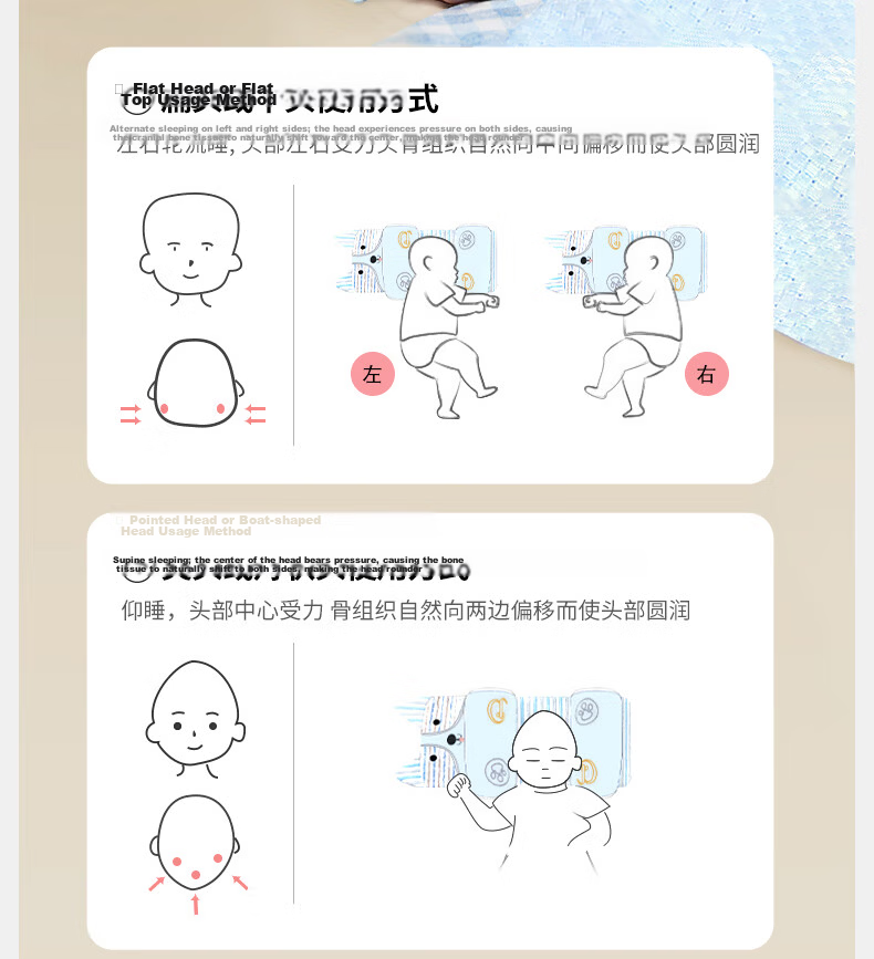 Qicai Doctor Baby Pillow Shaping Pillow 0-6 Months Round Head Sleep Newborn Autumn Winter 1-3 Years Old Cotton Children's Products 17