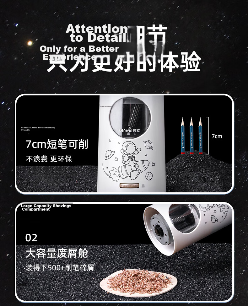 Astronomical Doraemon Fully Automatic Large Caliber Electric Pencil Sharpener for Primary School Students, Thick Triangular Pencil Sharpener, Children's Rechargeable Pencil Sharpener A8822 23