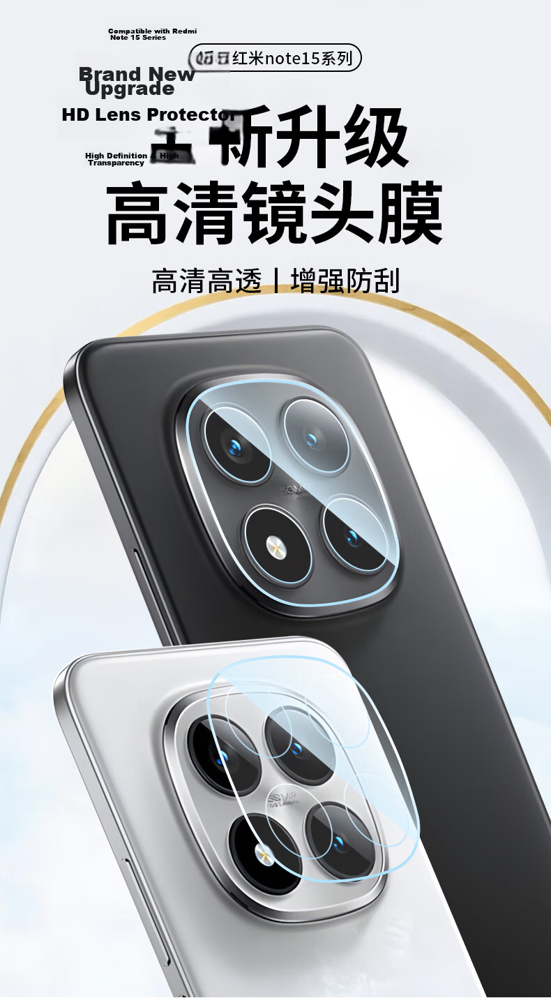 Langling [2 Pieces] Compatible with Redmi Note 15 Pro+ Lens Protector Film Full Coverage HD Scratch-Resistant Durable Camera Lens Protective Film for Redmi Note 15 Pro+ 1