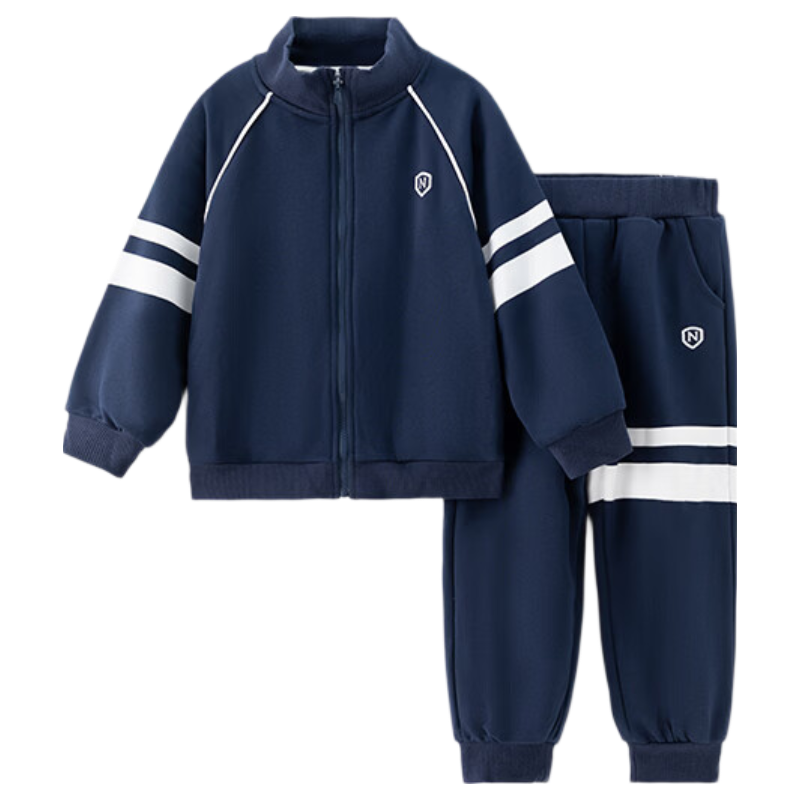 NUBIWU Children's Outfit, Boys' Spring Sports Stand-Collar Long-Sleeve Top And Pants, Preppy Style Two-Piece Set, Casual Spring Children's Clothing