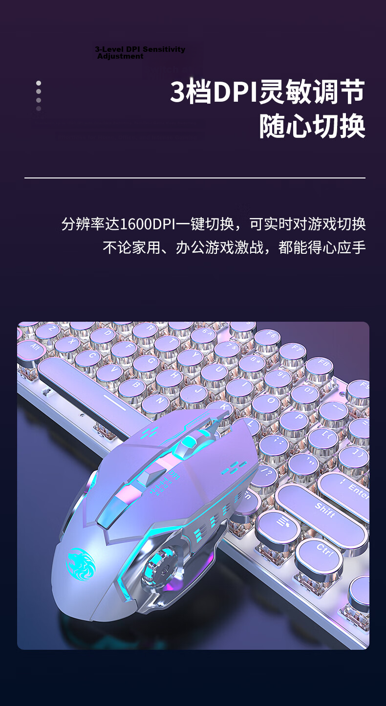 EWEADN TK100 Wireless Bluetooth Punk Mechanical Keyboard and Mouse Combo Wired Tri-mode Office Gaming Computer Laptop Black Switch Retro Peripheral 104 Keys Black White Backlight 13