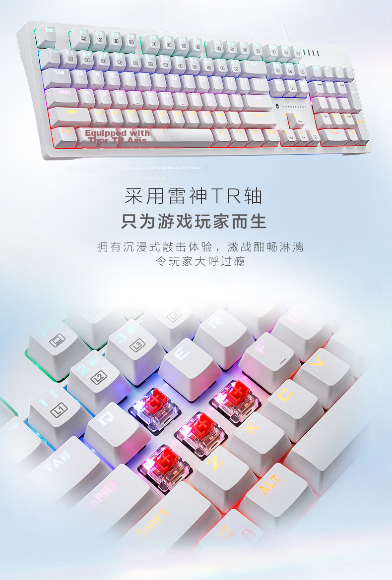 ThundeRobot K104 Liuli Wired Gaming Mechanical Keyboard RGB Backlit Full-Key Anti-Ghosting Red Switch 104-Key for Valorant CS2 PC Laptop Office 4
