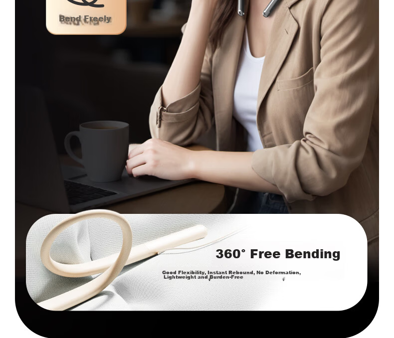 Aigo Sports Bluetooth Neckband, Bluetooth 5.4, Neck-Hanging Style, Ultra-Long Standby Time, Durable Drop-Resistant, Suitable for Apple, Xiaomi, OPPO, Long Battery Life, WP01 Gray And Black 14