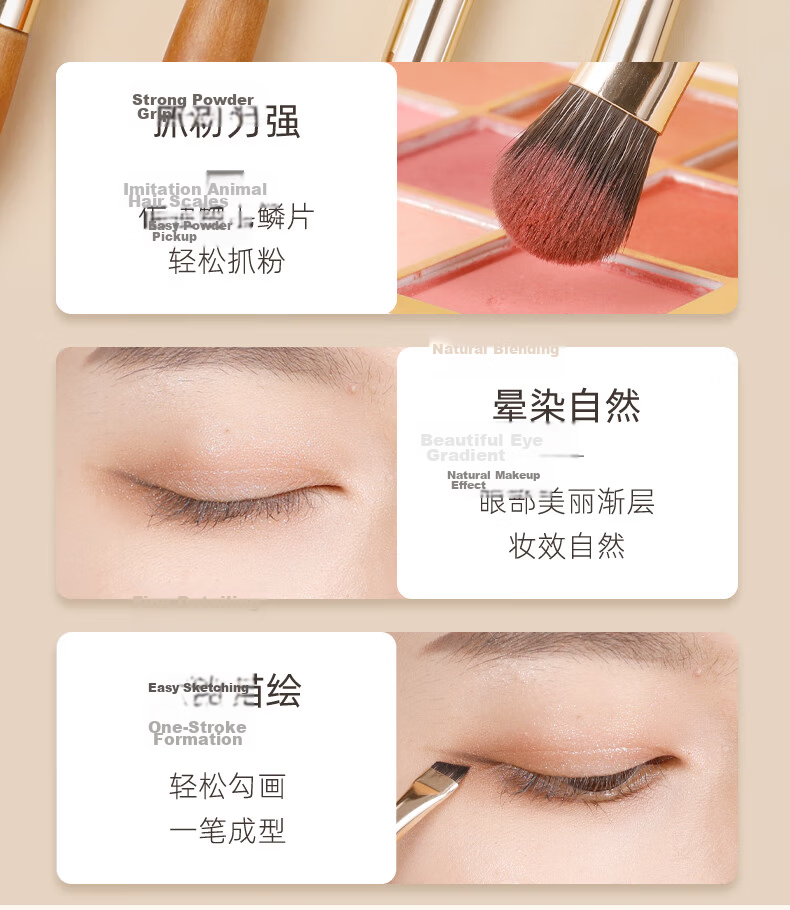 Huayang Portable Brush Set with 5 Multifunctional Brushes for Eyeshadow, Nose Shadow, Blush, And Cosmetics - Perfect for May Day Outings 8