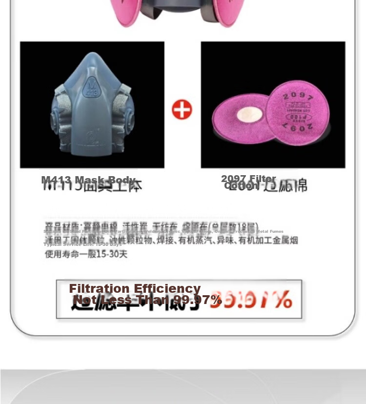 Puda Dustproof Mask Industrial Dust Grinding Welding Renovation Spray Coal Mine 410+2097 (KP100) Activated Carbon Cotton Three-Piece Set 14