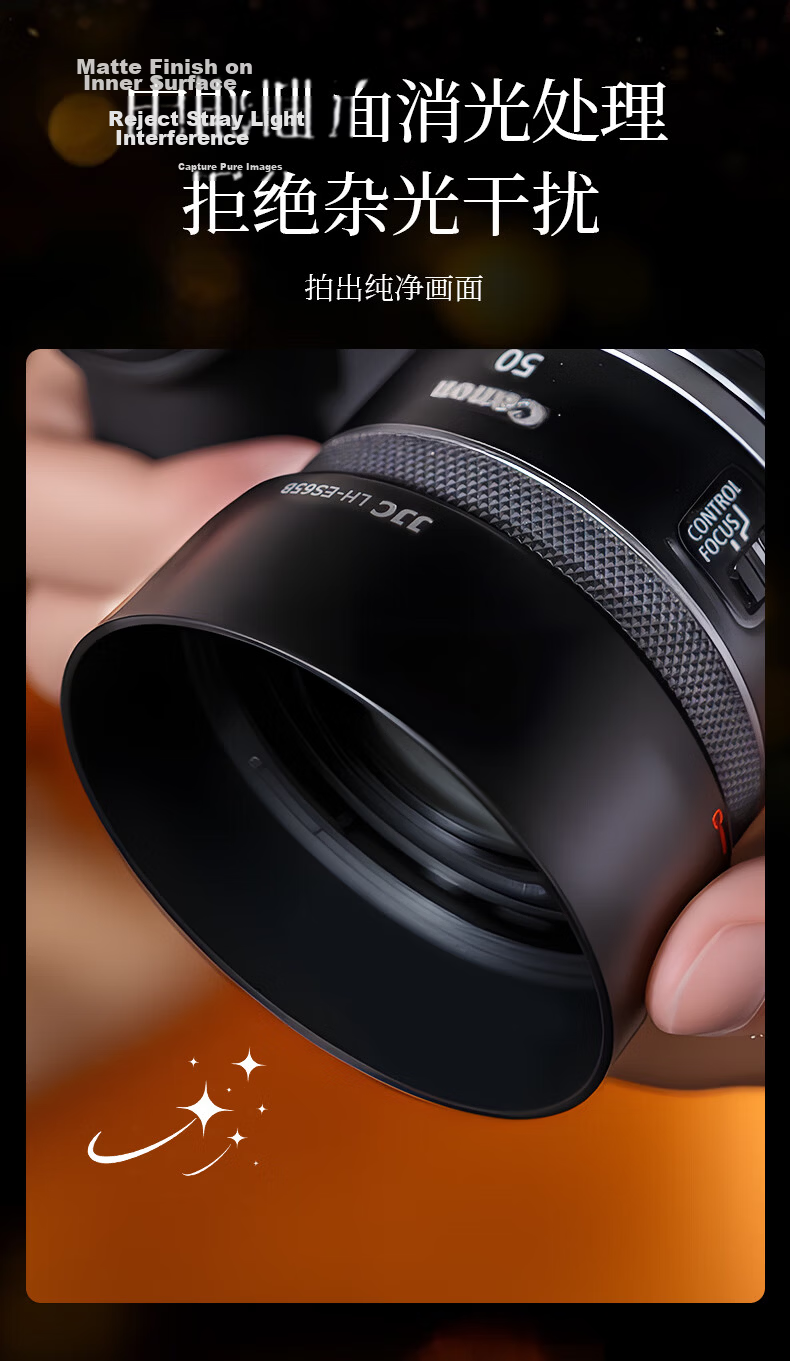 JJC Lens Hood for Canon RF 50mm F/1.8 STM, Prime Lens 43mm, Compatible with R7, R10, R50, RP 8