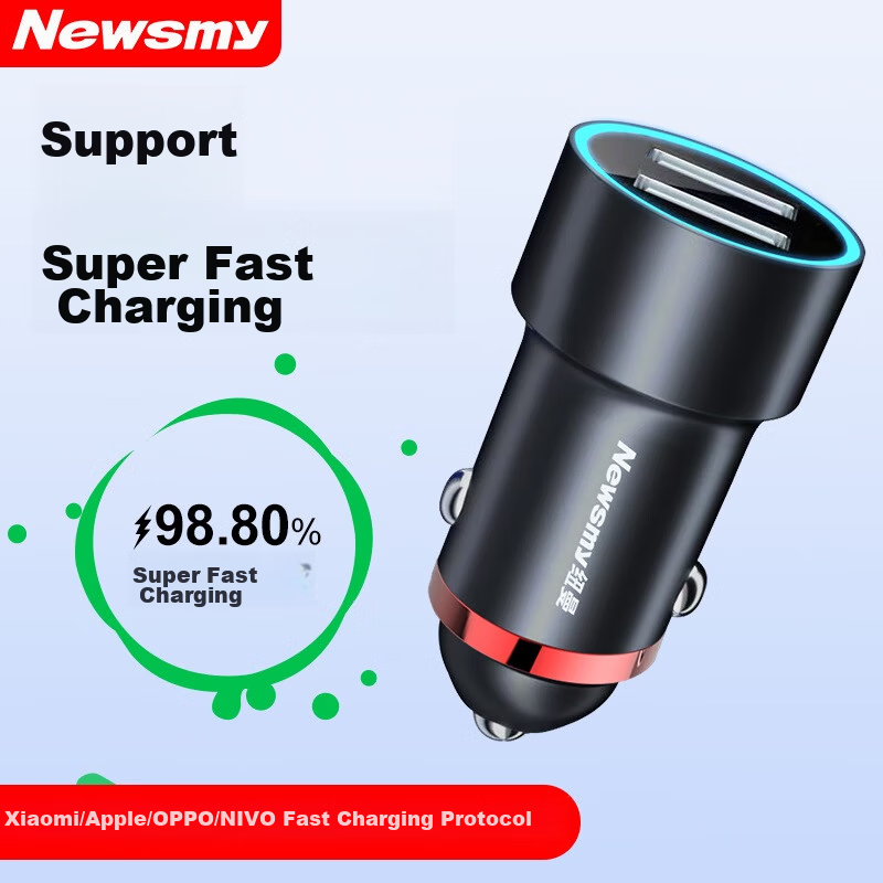 Newman 66W/100W Super Fast Car Charger Dual USB Cigarette Lighter Adapter