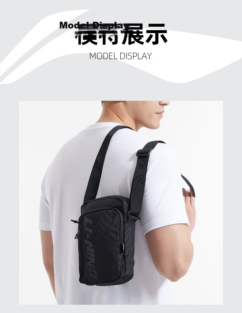 Li-Ning Waist Bag Crossbody Sports Cycling Running Fitness Phone Waist Pack Large Capacity Women's Outdoor Shoulder Chest Bag, Black 6