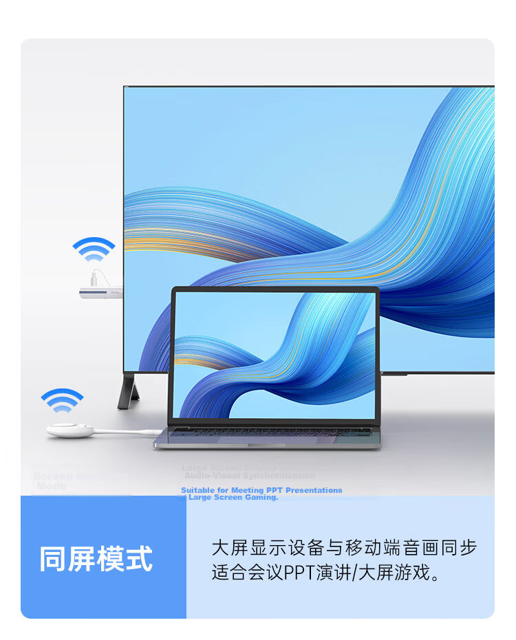 Haoli HG-2S Wireless HDMI Screen Mirroring Device 4K Conference Screen Sharing Adapter for TV Monitor Projector Compatible with Laptop Desktop USB+C Dual Port Portrait and Landscape Mode 17