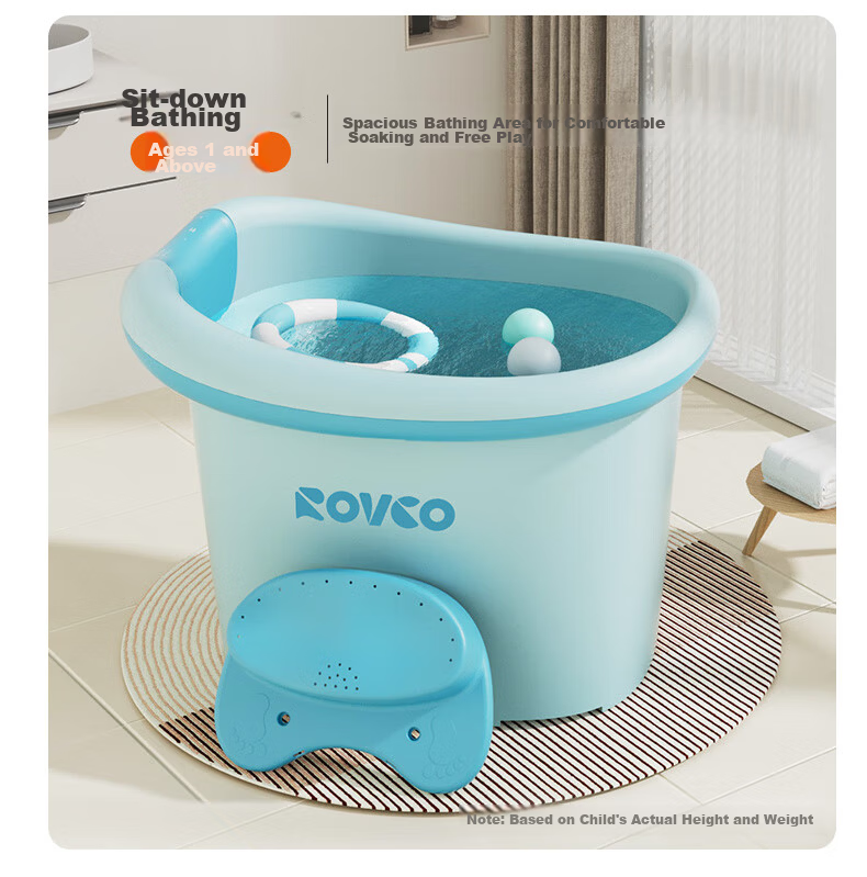 Rikang Bathtub, Children's Bathing Tub, Baby Swimming Tub, Home Bathtub with Free Bath Stool, Blue X1002-1 11