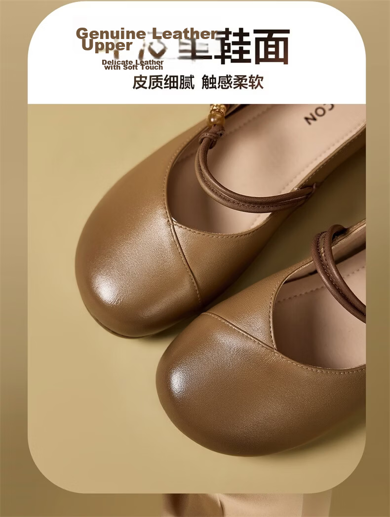 Eierkang Women's Leather Soft Sole Hollow Out Slip-On Comfortable Breathable Mom Shoes 17779W Khaki/Brown Size 40 9