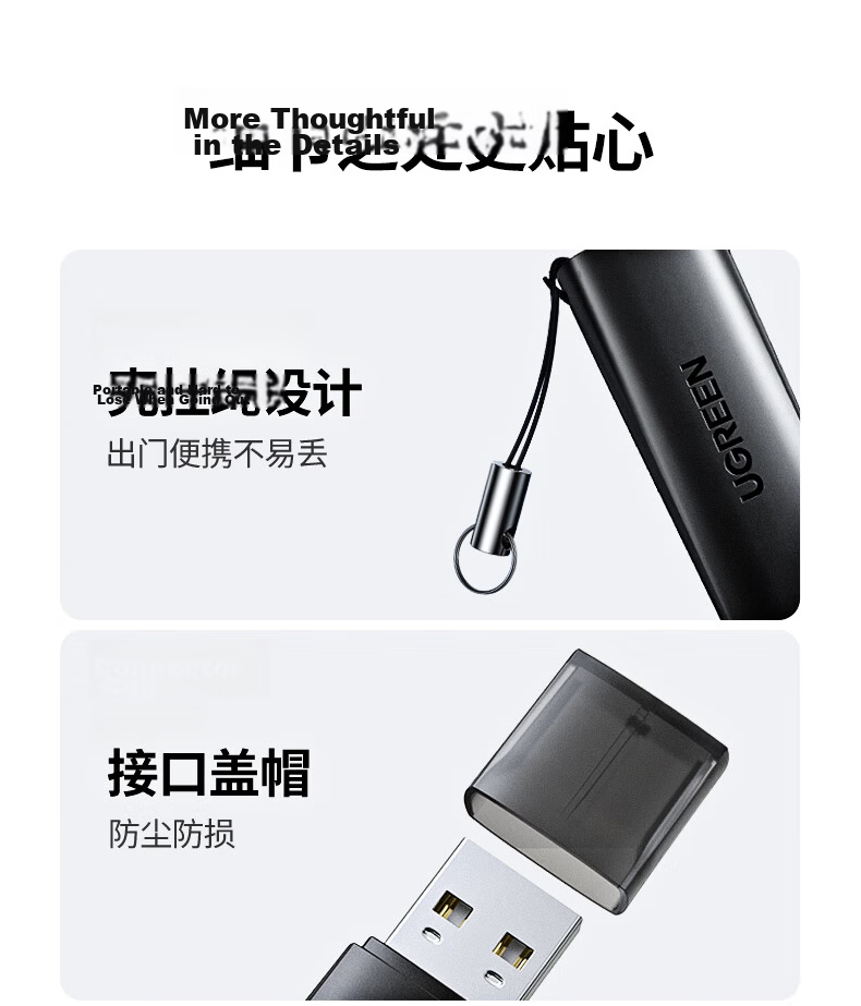 UGREEN USB 3.0 High-Speed Card Reader, Multifunctional SD/TF Dual-In Compatible with Computers, DSLR Cameras, Dash Cams, Security Monitoring Storage Memory Cards, Multiple Card Readers 18