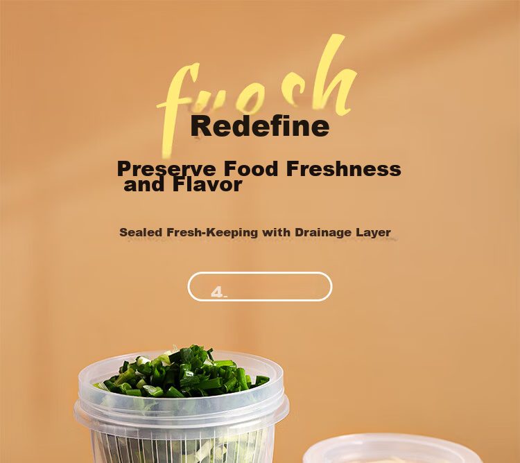 Baijie Round Green Onion Fresh-Keeping Box Onion Ginger Garlic Storage Box Refrigerator Draining Food Prep Box Set of 3 1