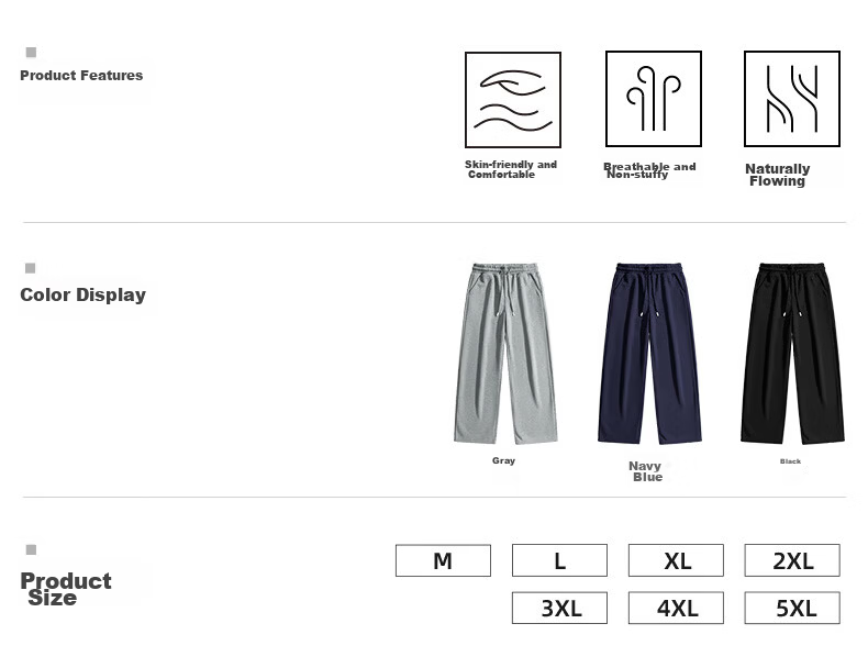 Warrior Men's Sweatpants, Spring And Autumn New Style, Straight-Leg Loose Wide-Leg Casual Pants for Men, Breathable Loose-Fitting Joggers A 4