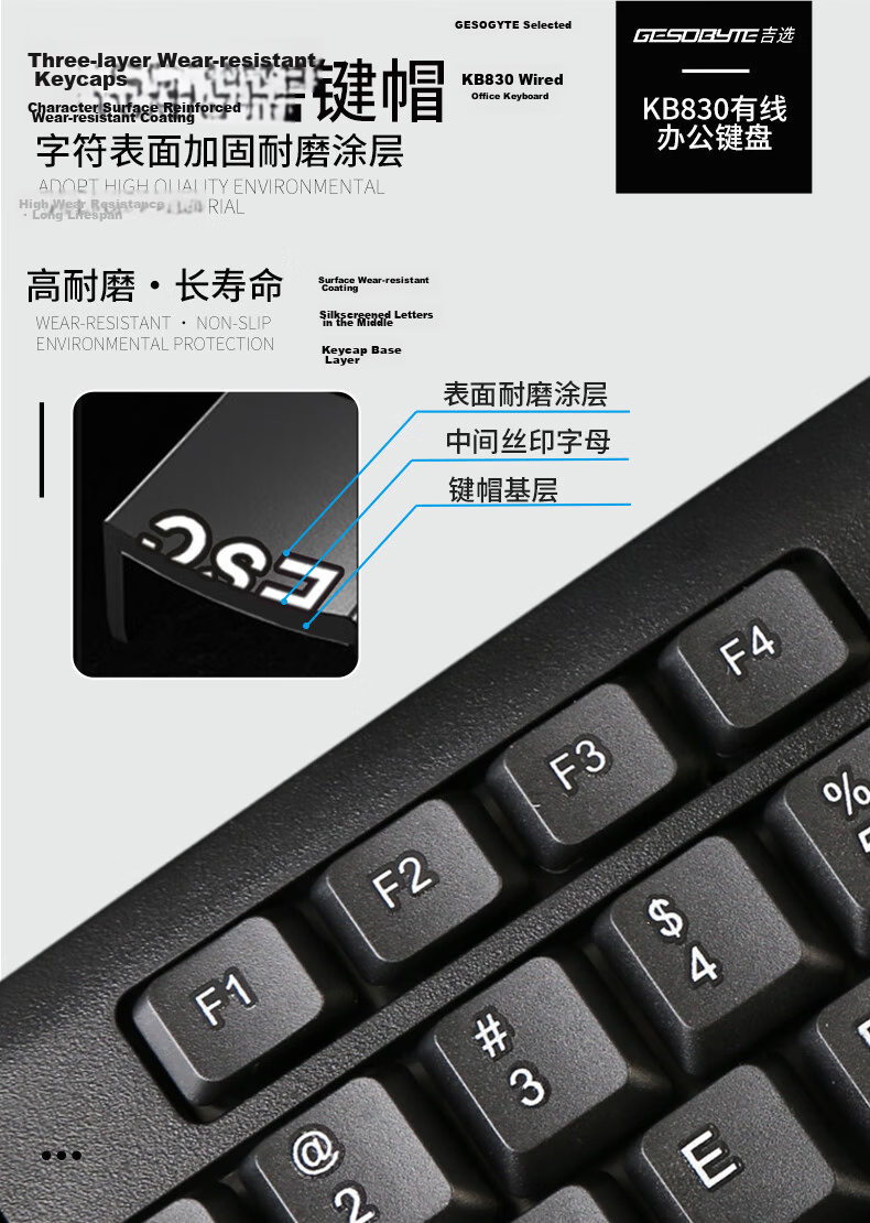 GESOBYTE KM810PP Dual PS2 Interface Wired Keyboard and Mouse Combo Spill-Resistant Office PS2 Round Port Keyboard and Mouse Black 5