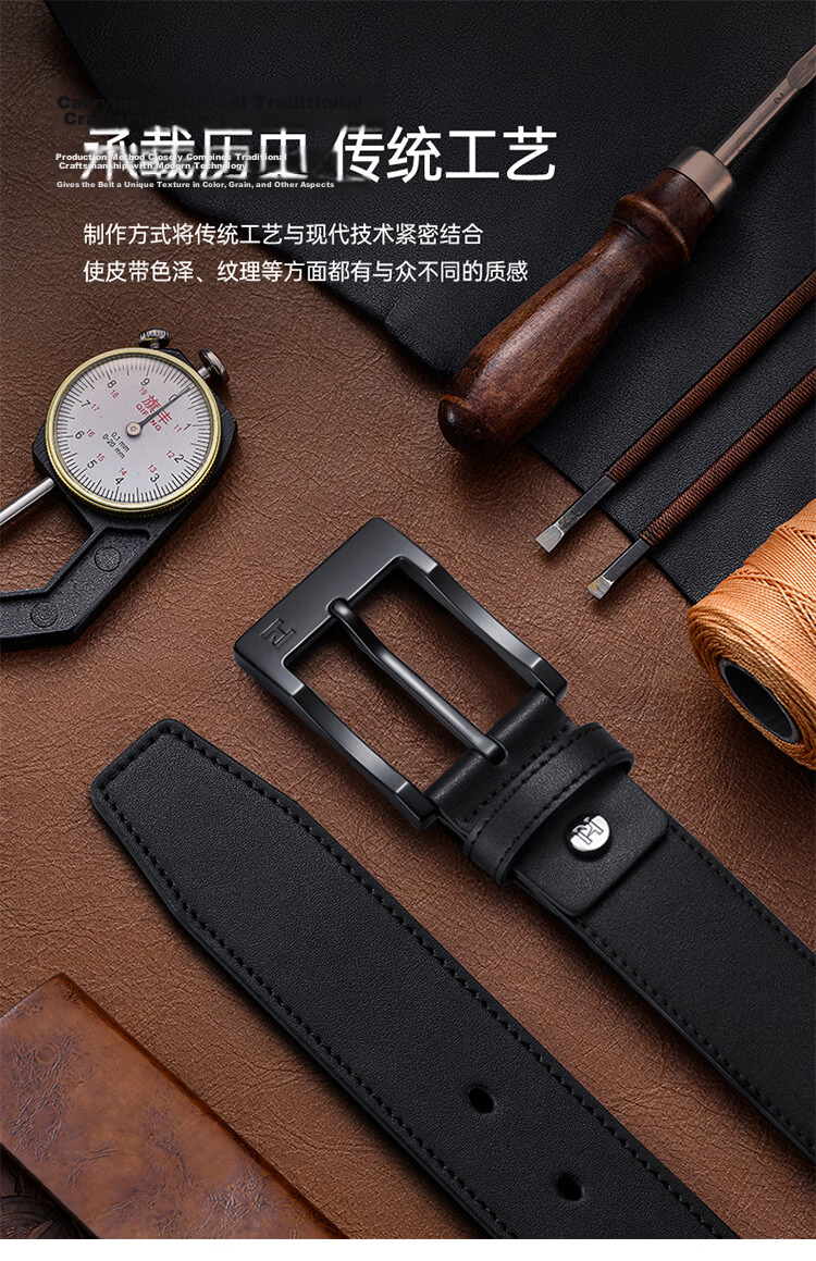 HLA Men's Genuine Leather Business Casual Pin Buckle Belt Birthday Gift for Boyfriend New Versatile Style 10