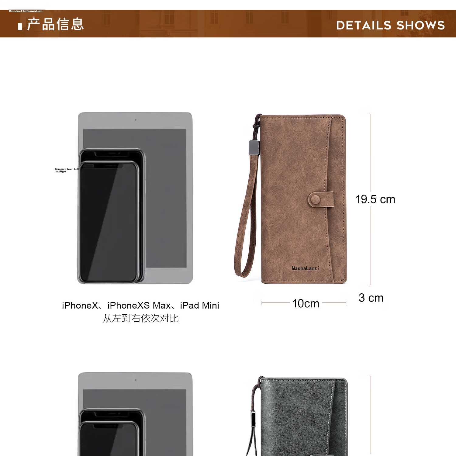 MashaLanti Men's Wallet, Large Capacity, Leather Billfold, Long Zipper Coin Purse, Multifunctional Clutch Card Holder, Business Document Wallet All-I 17