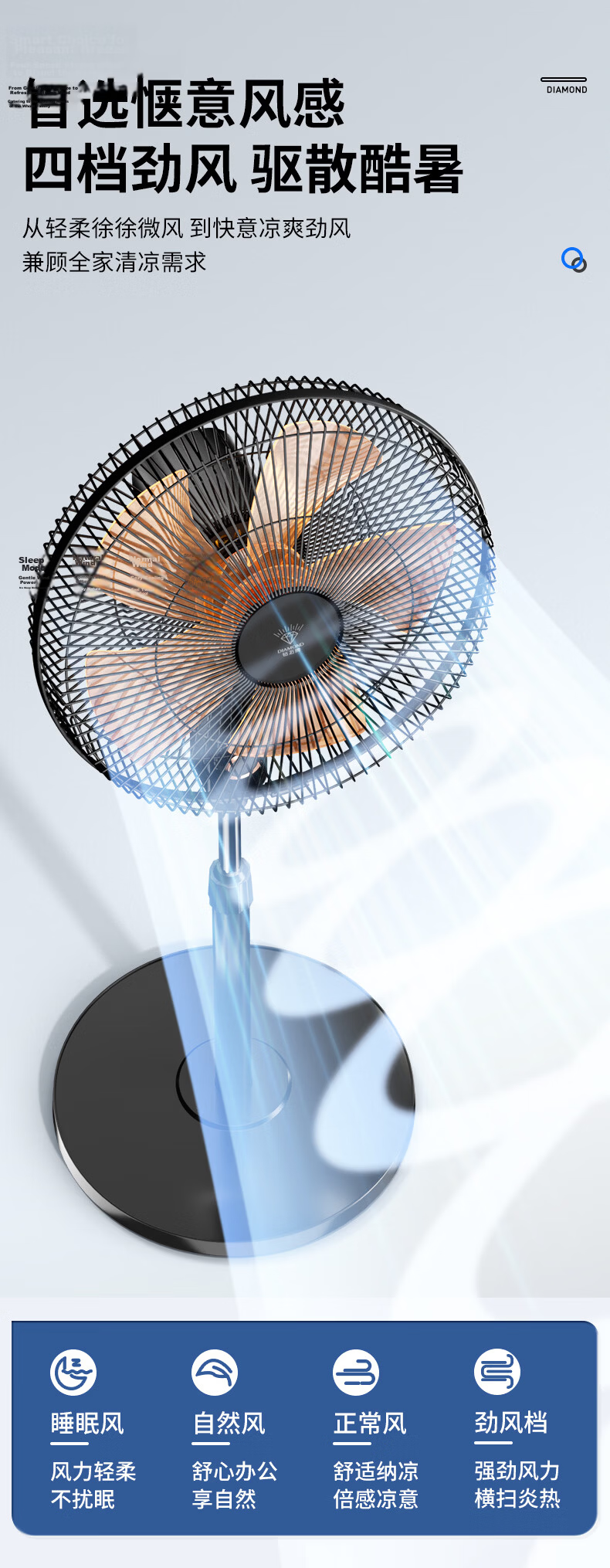 Zuanshipai Electric Fan, Floor Fan for Home Use, Office Standing Fan, Living Room High-Volume Fan, Remote Control, Timer, Oscillating Fan FS-40Y 5