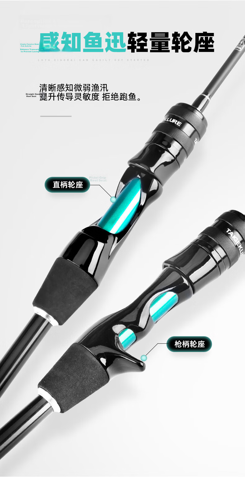 Taigek Micro-Canting Baitcasting Rod, Solid Tip Fishing Rod with Pistol Grip, 1.8 Meters Single Rod for Stream Fishing, Baitiao, Micro-Canting 6