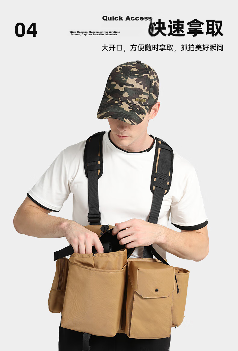 CWATCUN Kaden Camera Bag Tactical Backpack Multifunctional Travel Double Shoulder Bag Outdoor Professional Mountaineering Photography for Fuji Canon Sony Leica 6